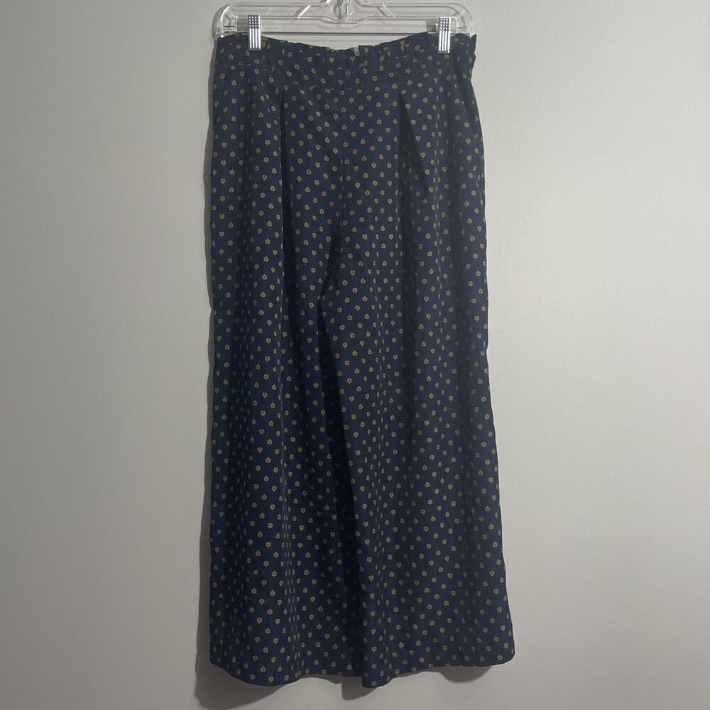 June & Hudson Women's Blue Geo Print Wide Leg Cropped Pants Size 1
